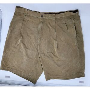 Tommy Bahama Relax‎ 100% Silk Shorts Pleated Mens Size 38 Brown Khaki Chinos EUC